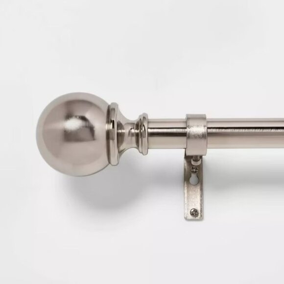 Threshold Brushed Nickel Finish Expandable Ball End Curtain Rod 66" to 120" Long - Picture 1 of 6